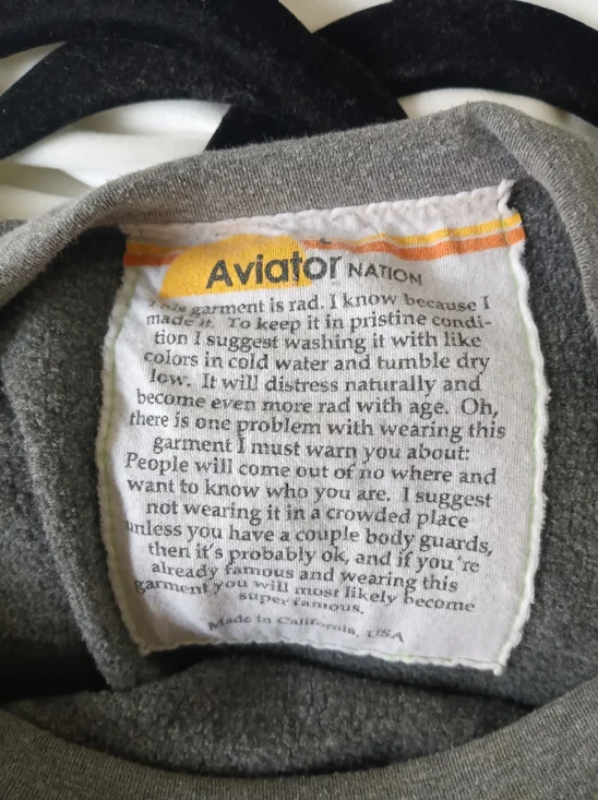 Aviator Nation Gray Crewneck Sweatshirt with Rainbow Surf Logo - Picture 3 of 3